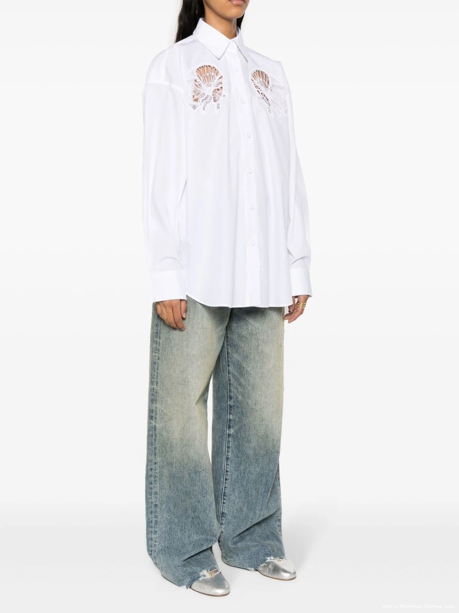 Affordable cotton Women McCartney shirt detailed Stella broderie-anglaise 0805